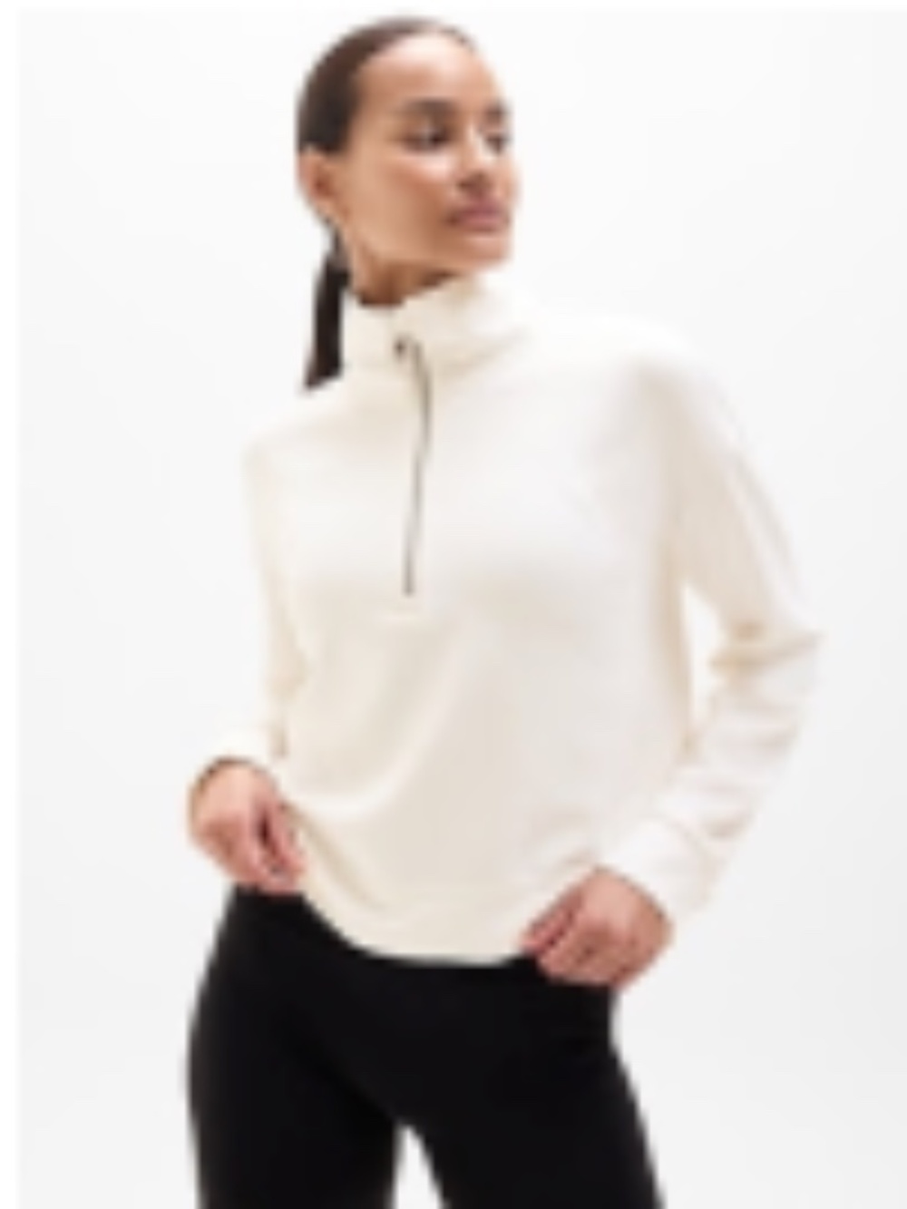 Athleta Seasoft Quarter Zip Size XL in Magnolia White